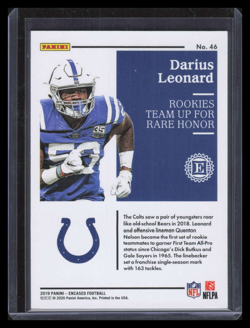 2019 Panini Encased Gold 46 Darius Leonard 9/10