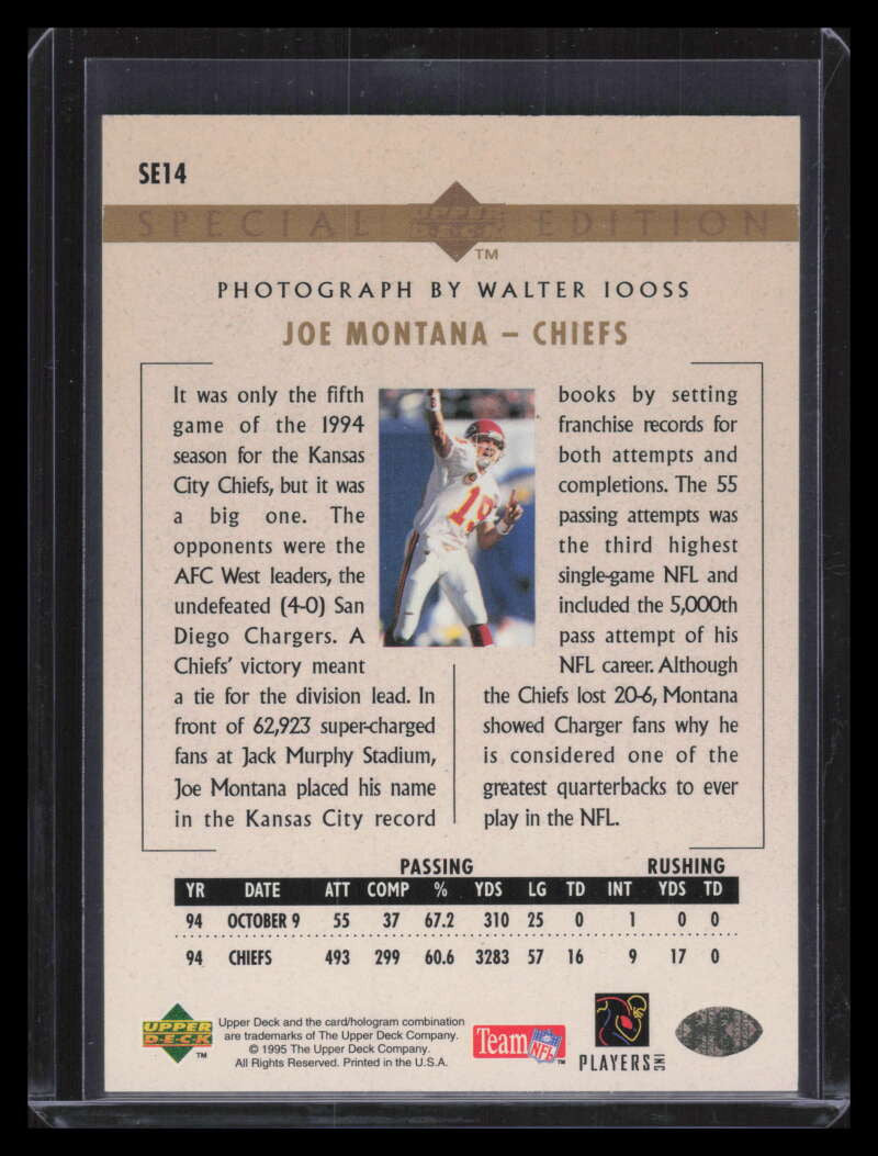 1995 Upper Deck Special Edition Gold se14 Joe Montana