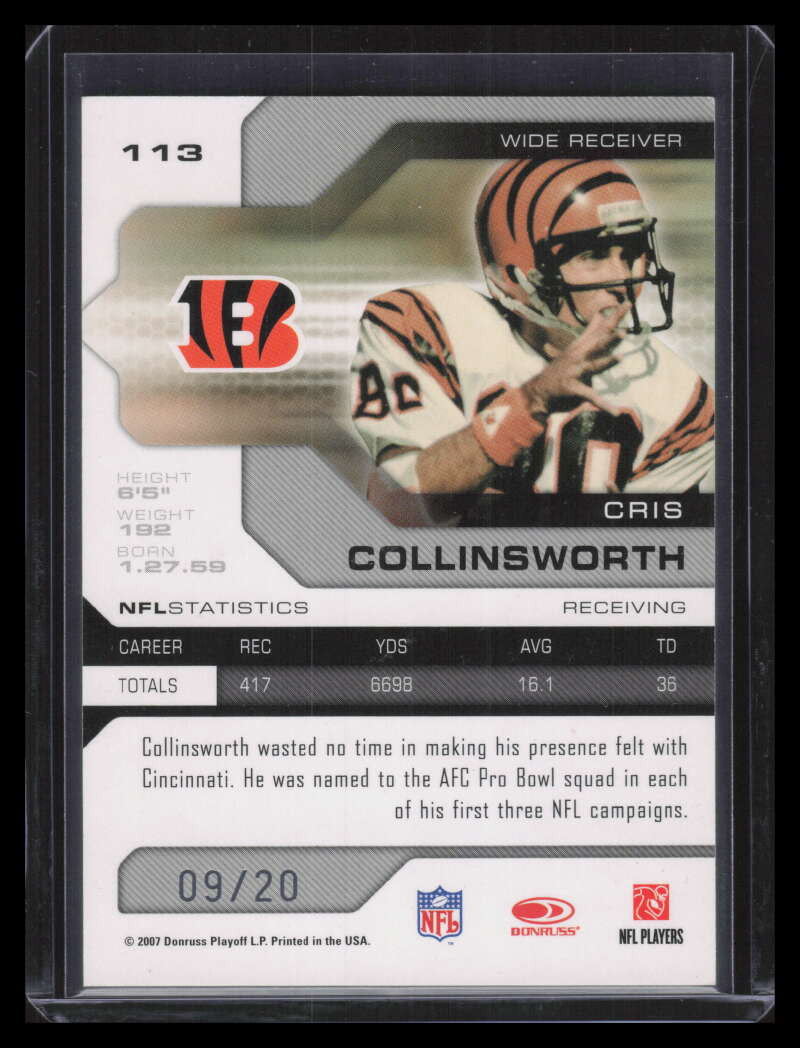 2007 Leaf Limited Silver Spotlight 113 Cris Collinsworth 9/20