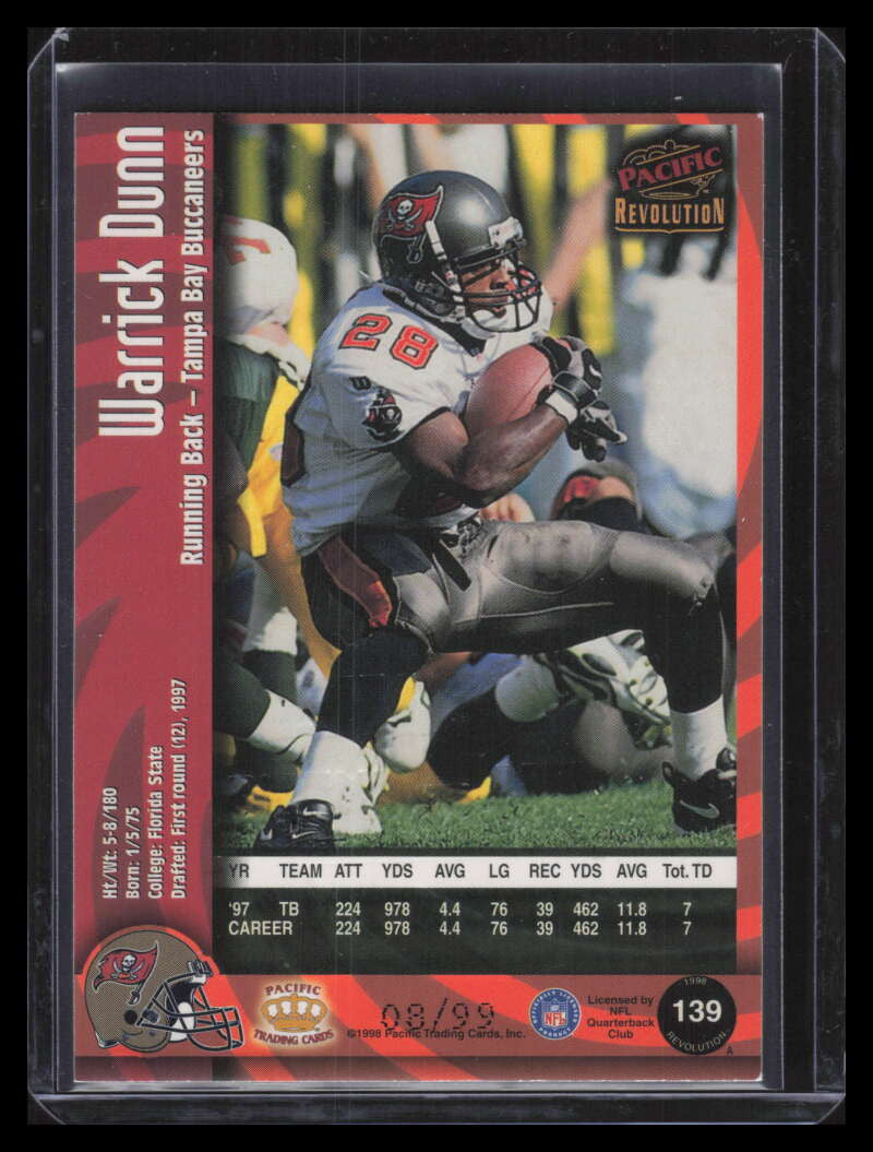 1998 Revolution Shadows 139 Warrick Dunn 8/99