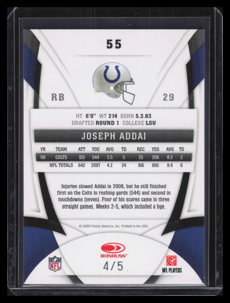 2009 Certified Mirror Emerald 55 Joseph Addai 4/5
