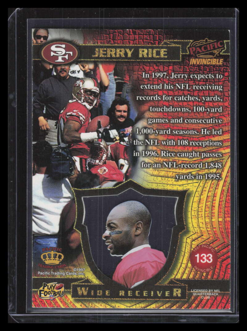 SOLD 164528 1997 Pacific Invincible Red 133 Jerry Rice