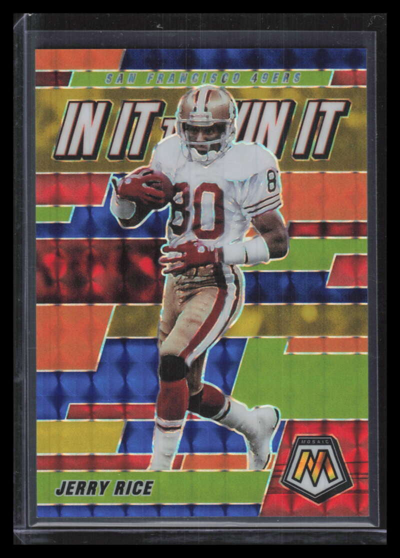 2021 Panini Mosaic In It to Win It Mosaic Blue Refractor 20 Jerry Rice 46/99