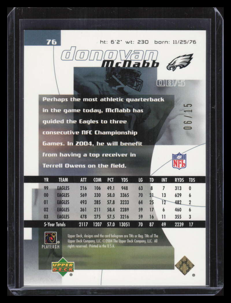 2004 Upper Deck Finite HG Radiance 76 Donovan McNabb 6/15