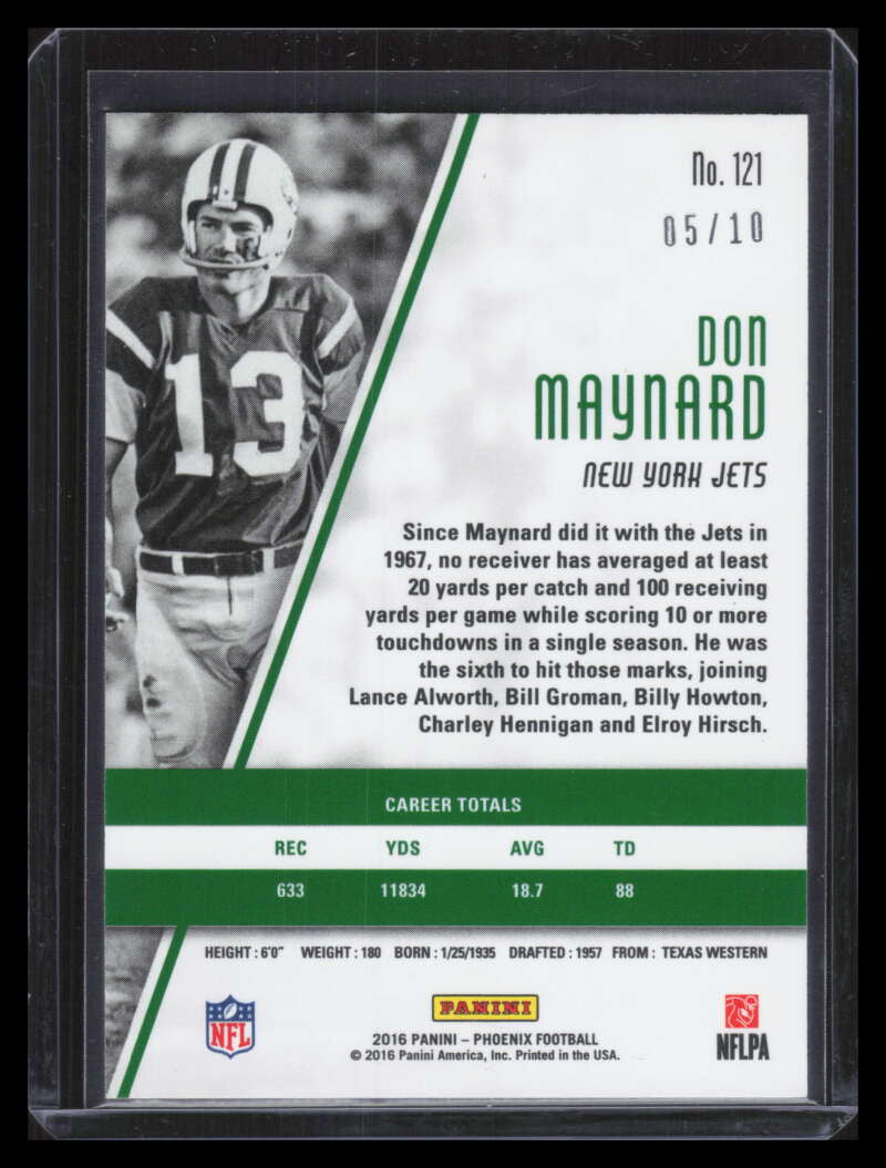 2016 Panini Phoenix Green 121 Don Maynard 5/10