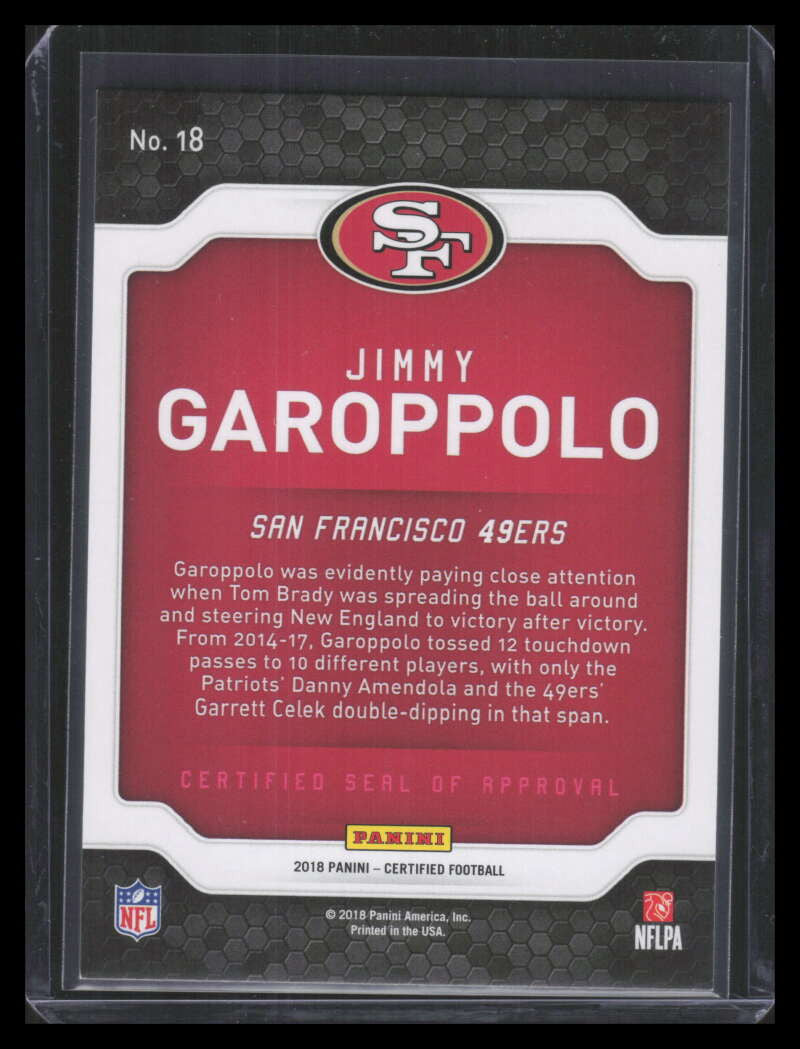 2018 Certified Seal of Approval Mirror Green 18 Jimmy Garoppolo 4/5