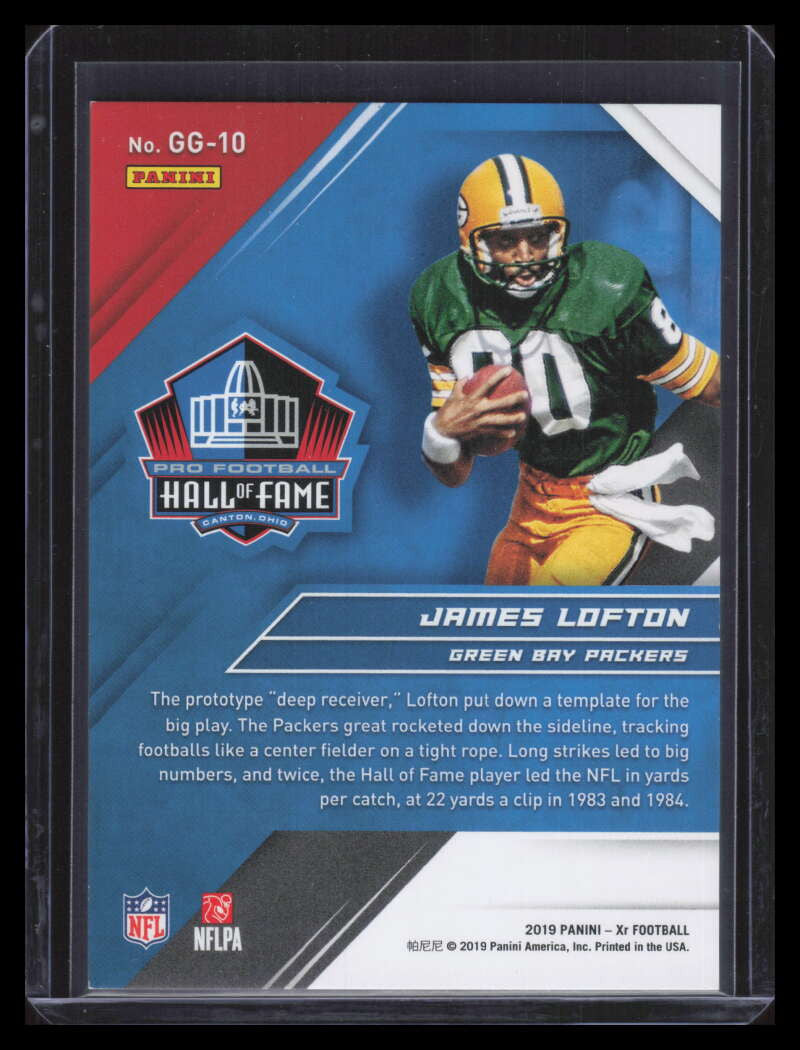 2019 Panini XR Gilded Greats Green 10 James Lofton 3/5