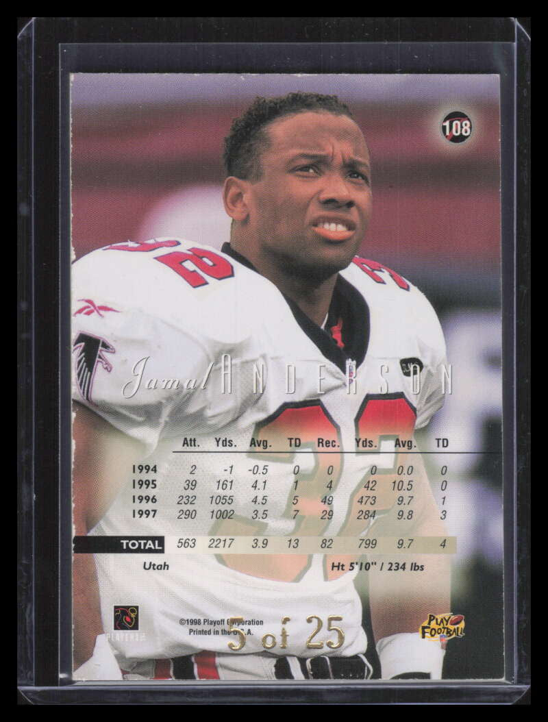 1998 Playoff Prestige Hobby Gold 108 Jamal Anderson 5/25