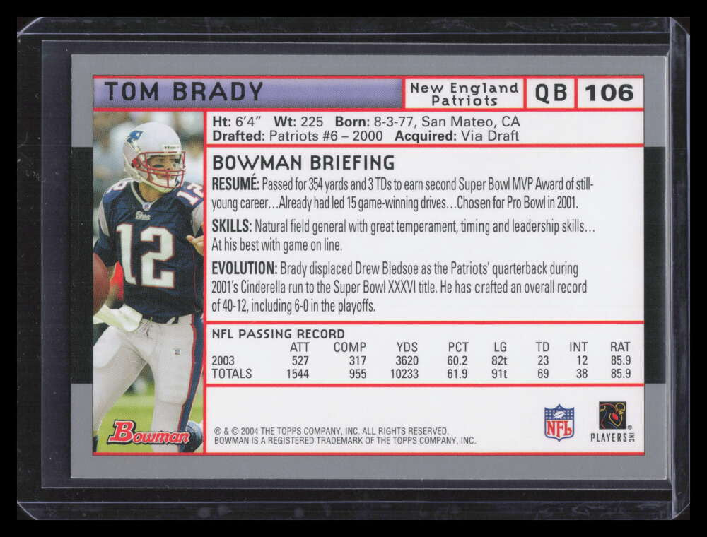 DELETE 164596 2004 Bowman First Edition 106 Tom Brady