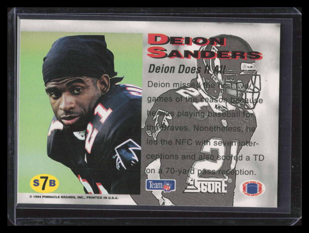1994 Pinnacle/Sportflics Super Bowl 7 Deion Sanders /1000 Score