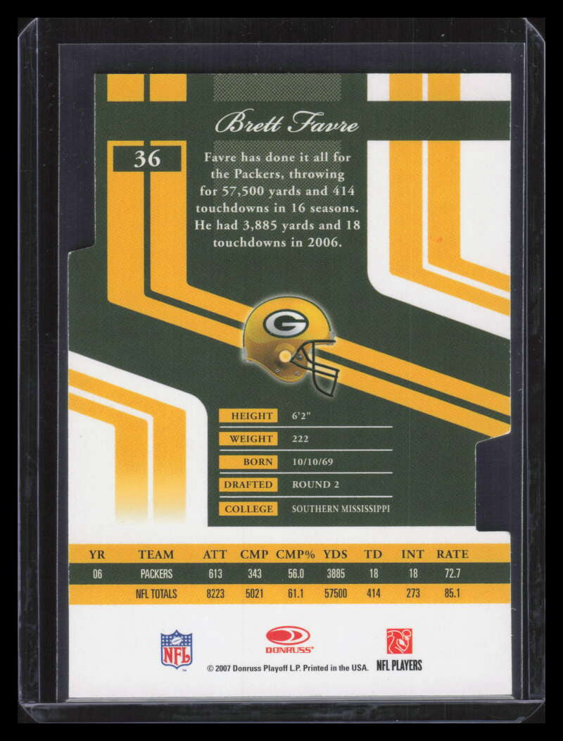SOLD 164611 2007 Donruss Elite Aspirations 36 Brett Favre 52/96