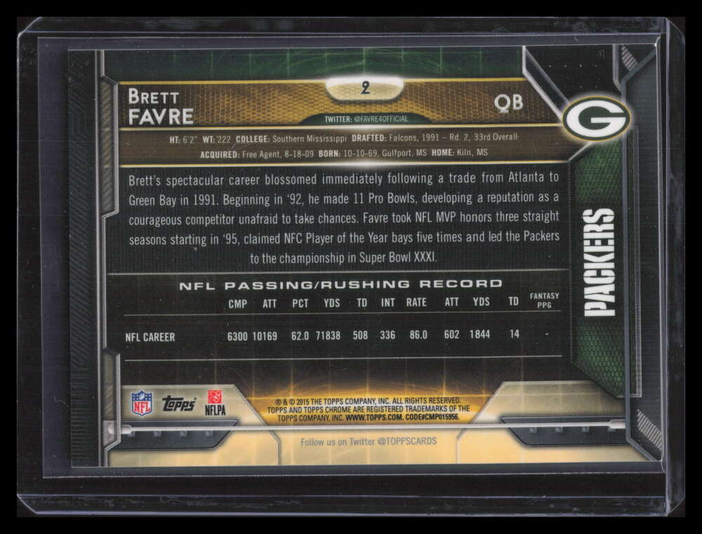 2015 Topps Chrome 2b Brett Favre Variation SP