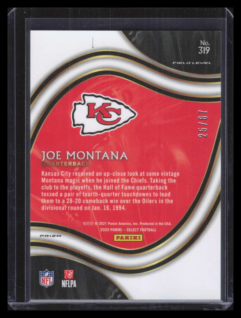 DELETE 164641 2020 Select Prizm Dragon Scale Refractor 319 Joe Montana 25/67 Field Level