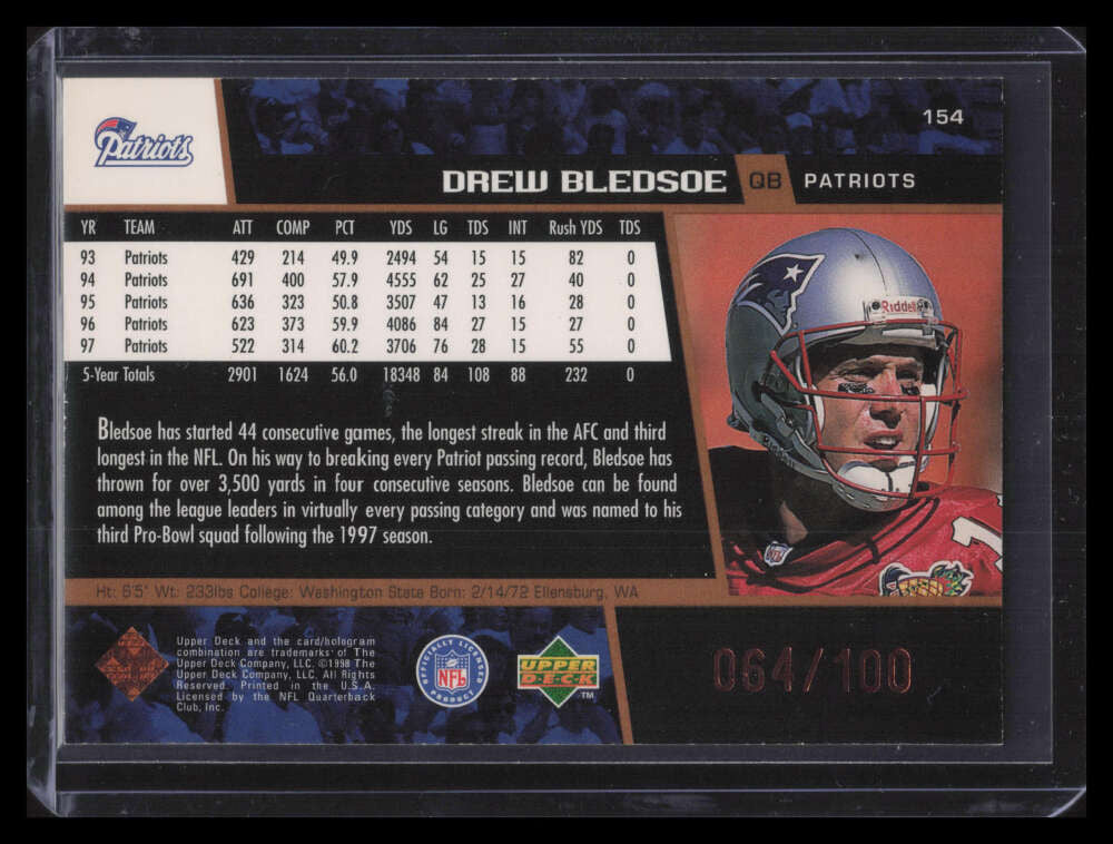 1998 Upper Deck Bronze 154 Drew Bledsoe 64/100