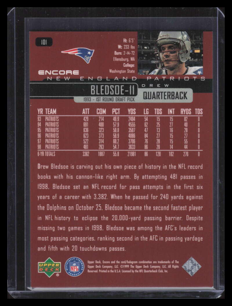 1999 Upper Deck Encore F/X 101 Drew Bledsoe 46/100