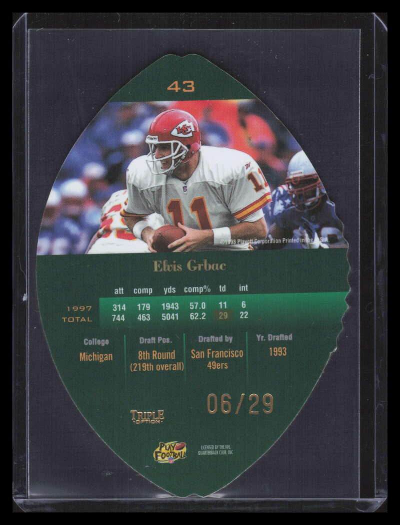 1998 Playoff Contenders Leather Gold 43 Elvis Grbac 6/29