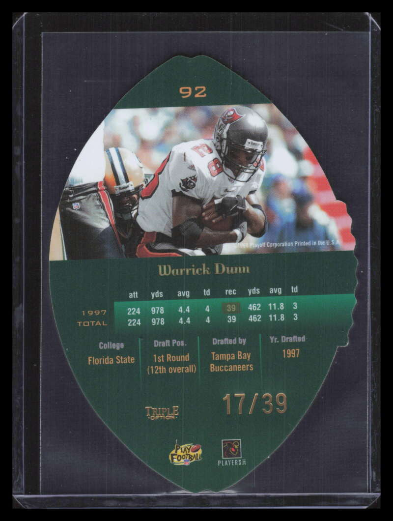 1998 Playoff Contenders Leather Gold 92 Warrick Dunn 17/39
