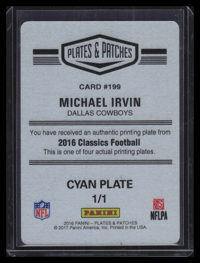 2016 Classics Printing Plate Cyan 199 Michael Irvin 1/1