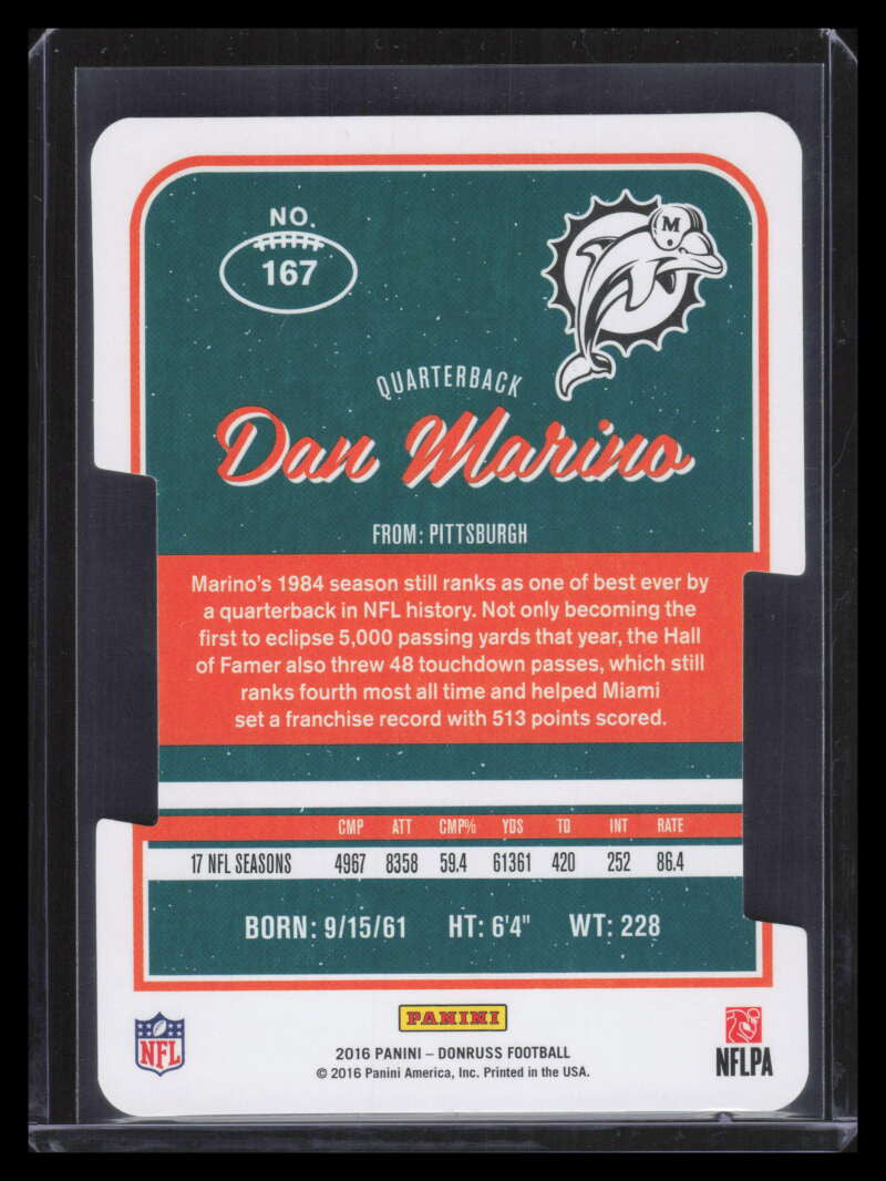 2016 Donruss Press Proofs Gold Die Cuts 167 Dan Marino 19/25