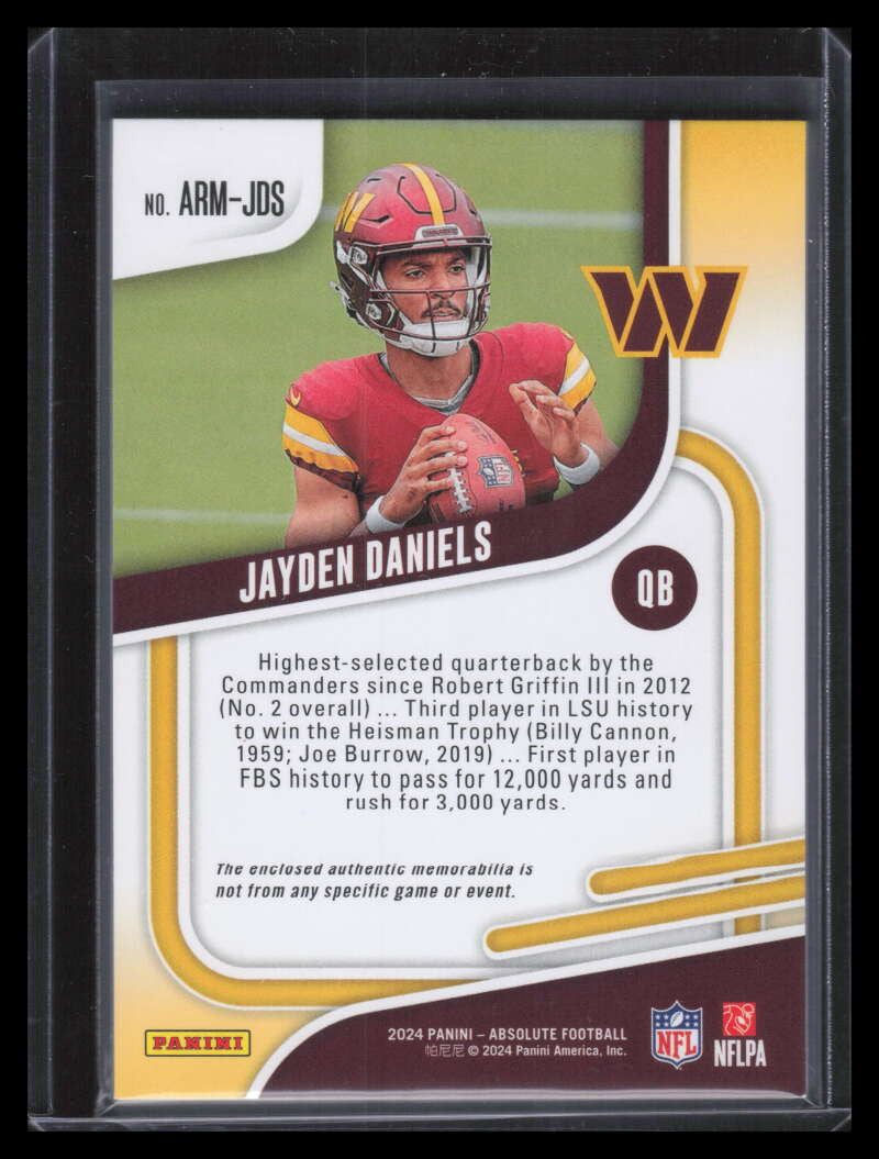 2024 Absolute Absolute Rookie Materials 2 Jayden Daniels Rookie Jersey