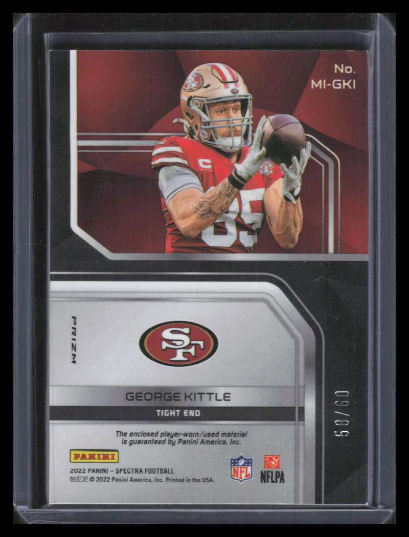 2022 Panini Spectra Max Impact Materials Neon Blue 1 George Kittle Jersey 58/60