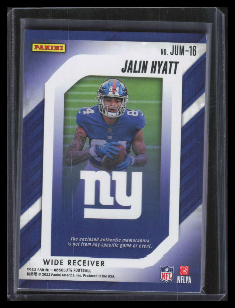 2023 Absolute Jumbo Jersey Number 16 Jalin Hyatt Rookie Jumbo Patch 7/49