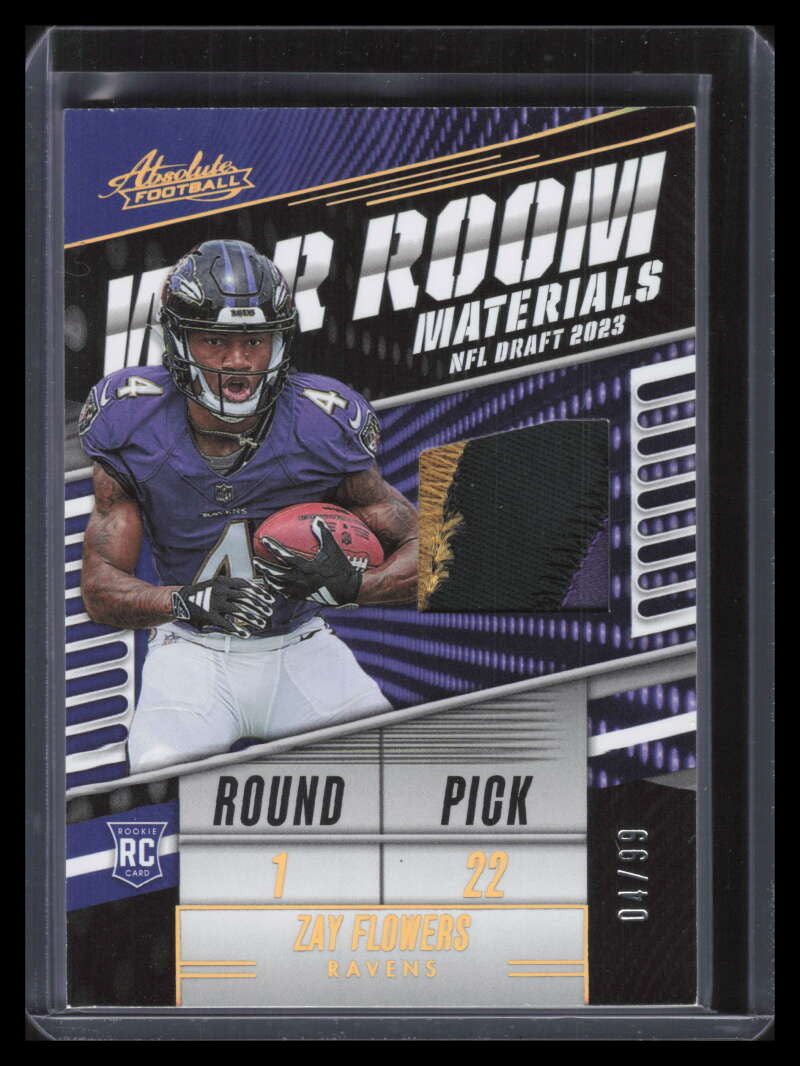 2023 Absolute War Room Materials Gold 42 Zay Flowers Rookie Patch 4/99