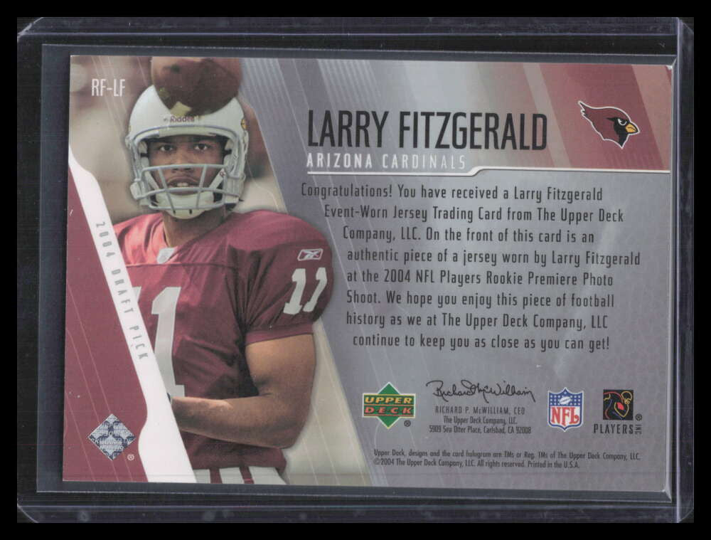 2004 Upper Deck Rookie Futures Jerseys RFLF Larry Fitzgerald RC Jersey 150490