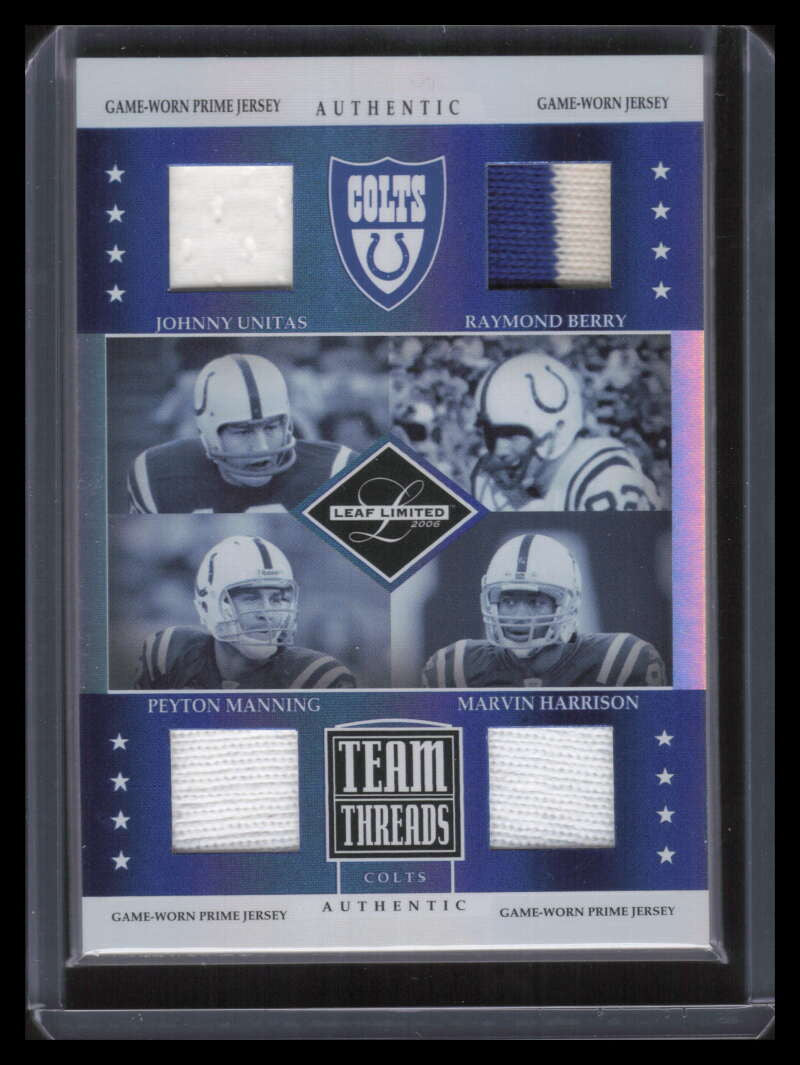 2006 Leaf Limited Team Threads 2 Harrison Berry Manning Unitas Quad Patch Sample