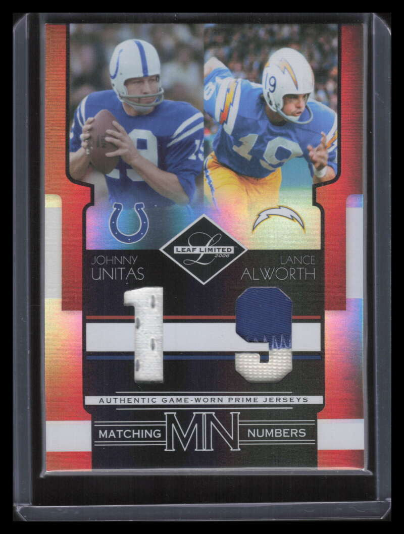 2006 Leaf Limited Matching Numbers Prime 11 Alworth Unitas Dual Patch Sample