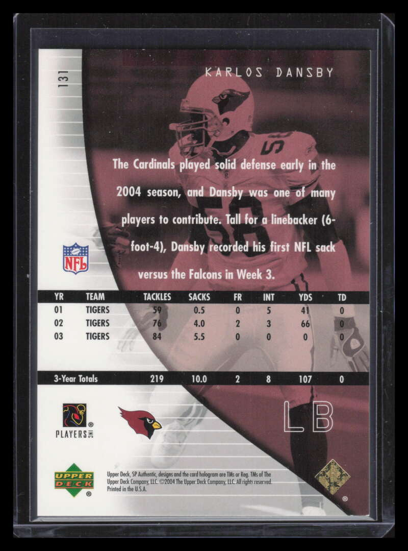 2004 SP Authentic Gold 131 Karlos Dansby Rookie 32/50
