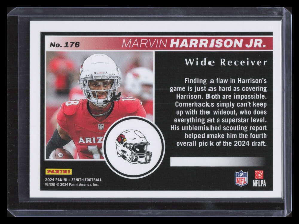 2024 Zenith Red Zone Red 176 Marvin Harrison Jr. Rookie 17/50