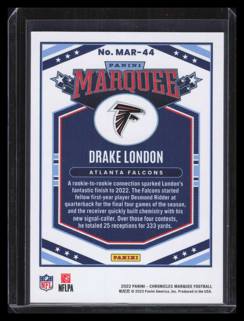2022 Panini Chronicles Marquee Purple 44 Drake London Rookie 16/25