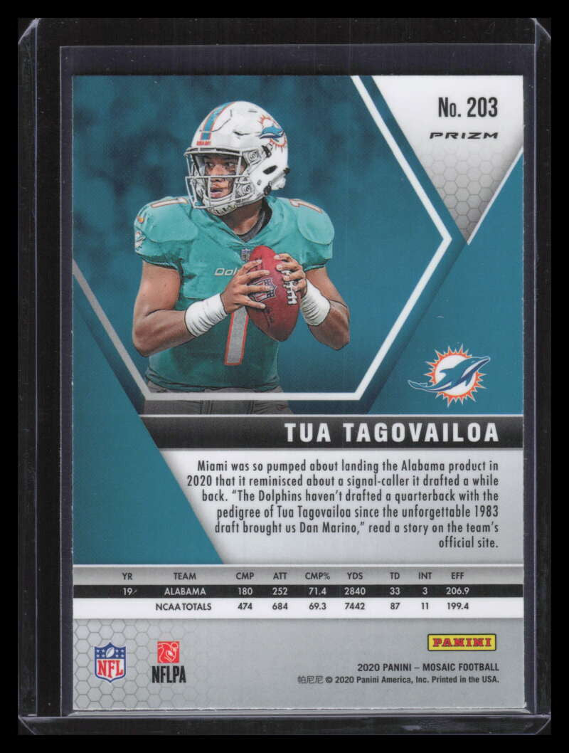 2020 Panini Mosaic Mosaic Reactive Blue Refractor 203 Tua Tagovailoa Rookie