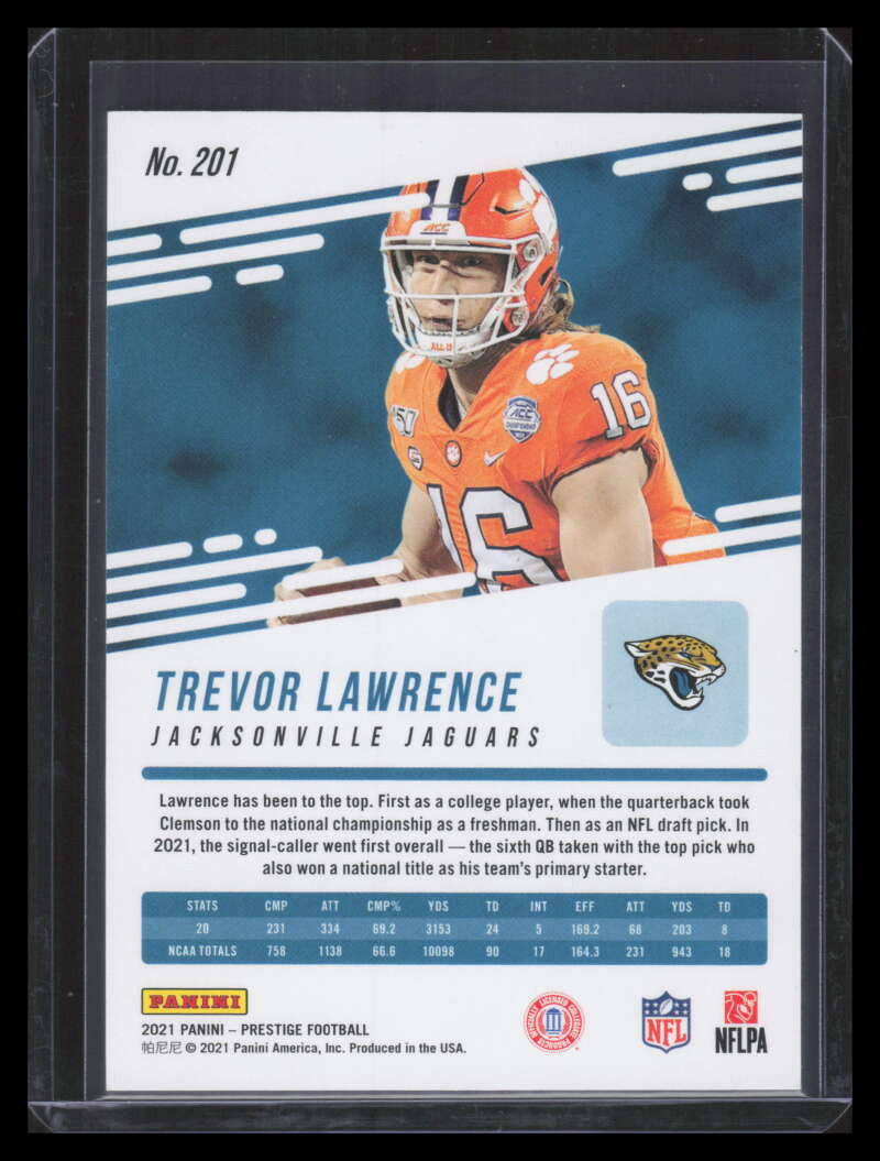 2021 Prestige Xtra Points Green 201 Trevor Lawrence Rookie 86/199