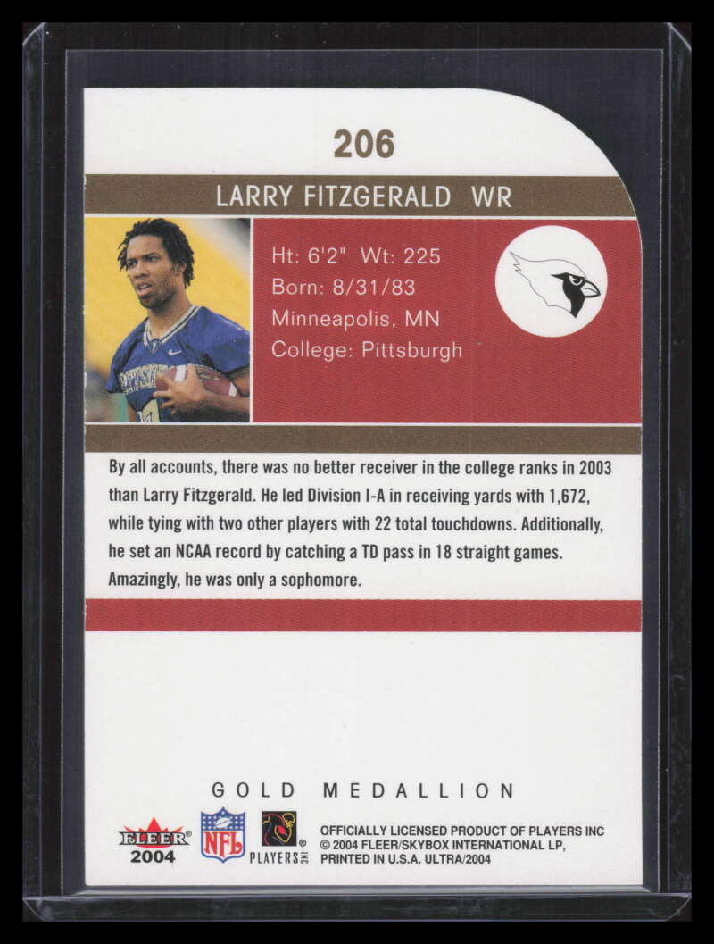 SOLD 164823 2004 Ultra Gold Medallion 206 Larry Fitzgerald l13 Rookie Lucky 13