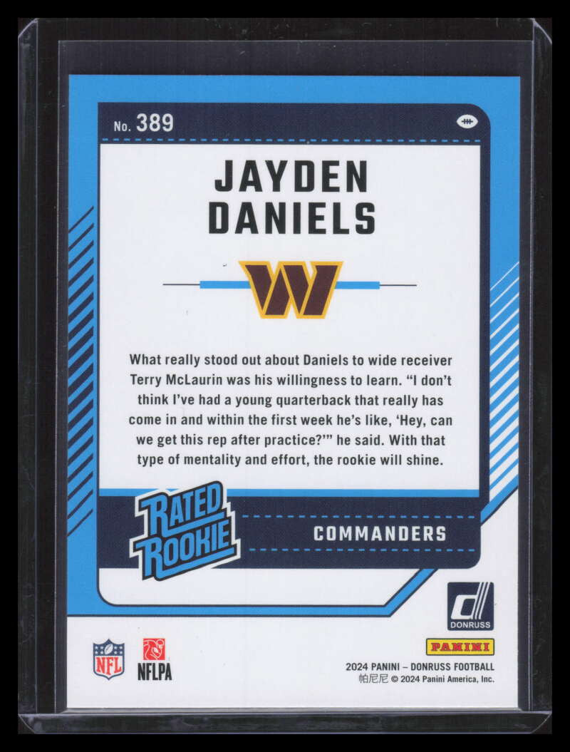 2024 Donruss Press Proof Purple 389 Jayden Daniels RR Rated Rookie