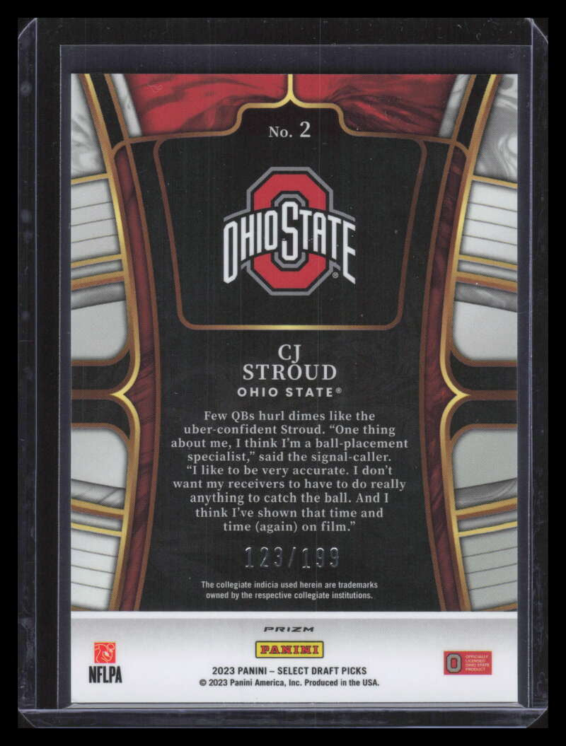 2023 Select Draft Picks Prizms Tri Color Refractor 2 CJ Stroud Rookie 123/199