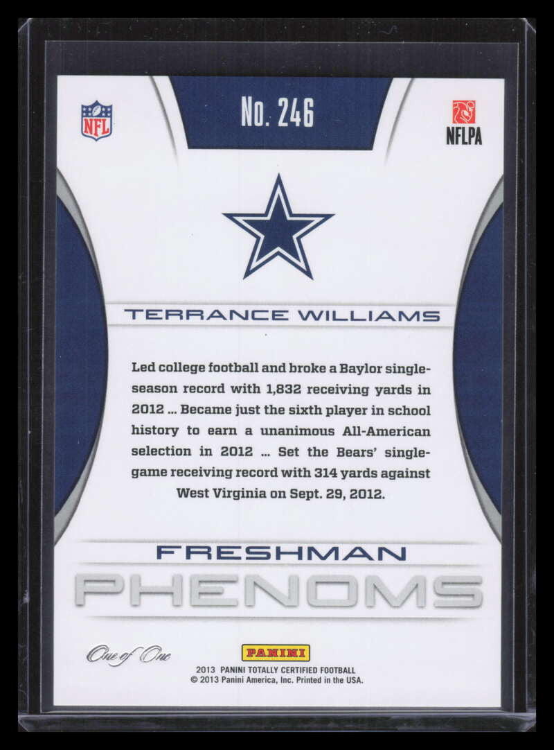 2013 Totally Certified Black 246 Terrance Williams Rookie 1/1 Freshman Phenoms
