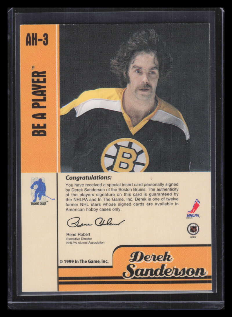 1999-00 BAP Memorabilia AS American Hobby Autographs ah3 Derek Sanderson Auto
