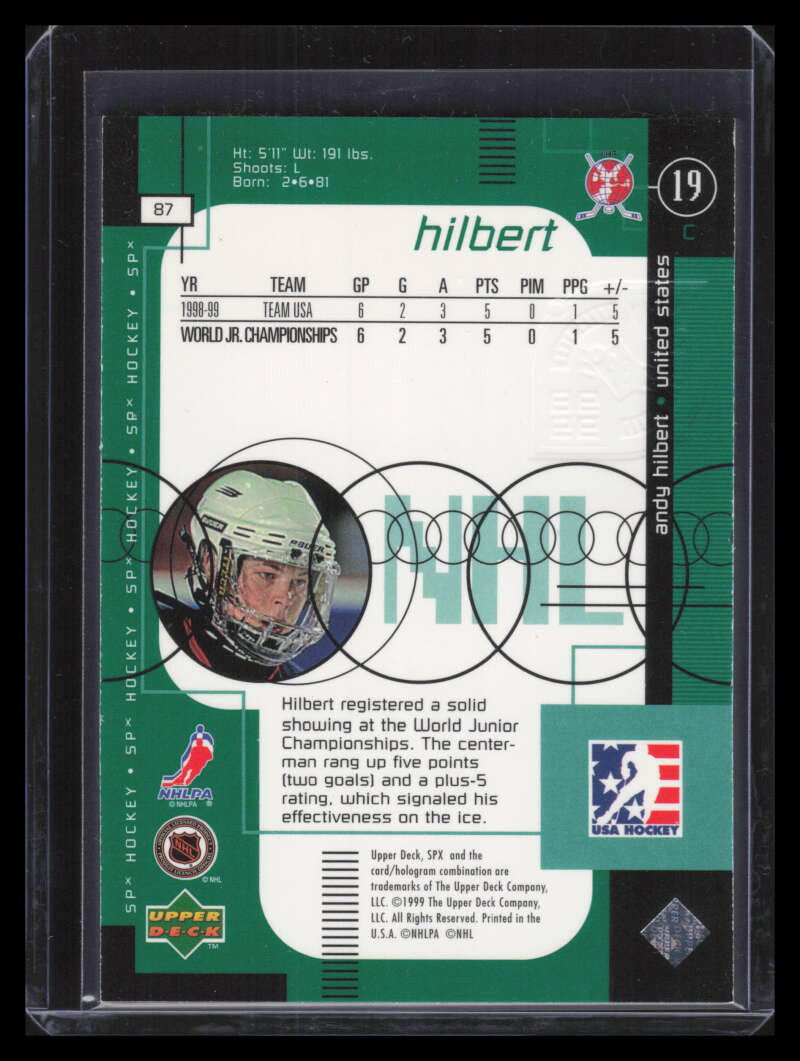 1998-99 SPx Top Prospects Radiance 87 Andy Hilbert Rookie 34/100