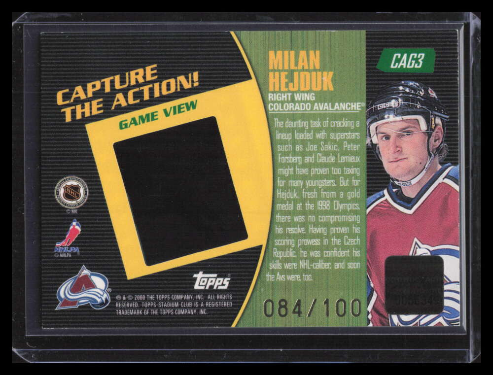 1999-00 Stadium Club Capture the Action Game View cag3 Milan Hejduk 84/100