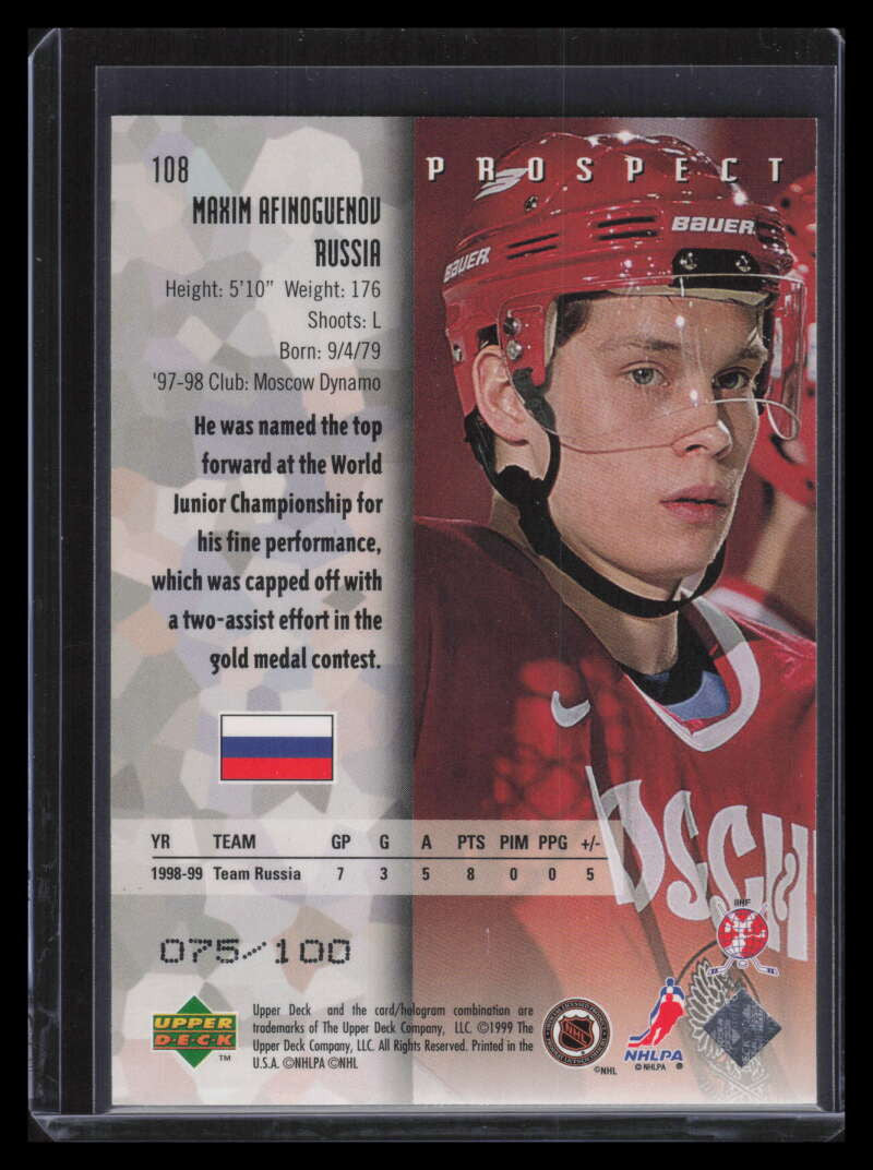 1998-99 Black Diamond Quadruple Diamond 108 Maxim Afinogenov 75/100