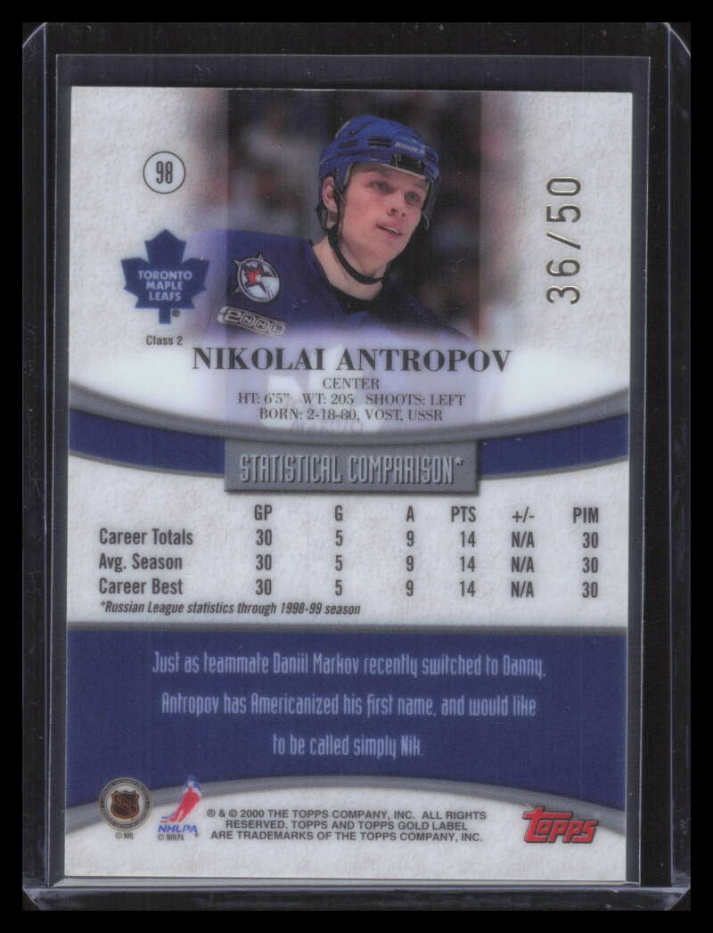 1999-00 Topps Gold Label Class 2 Red 98 Nikolai Antropov 36/50