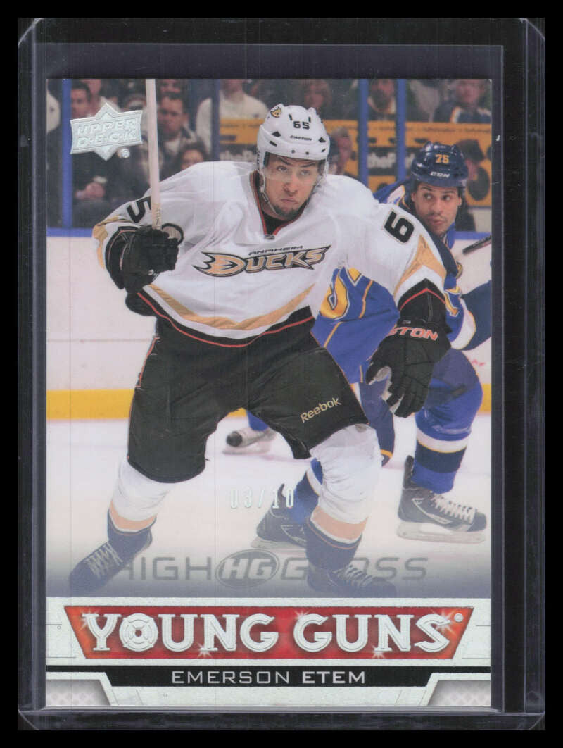 2013-14 Upper Deck Exclusives High Gloss 245 Emerson Etem Rookie Young Guns 3/10