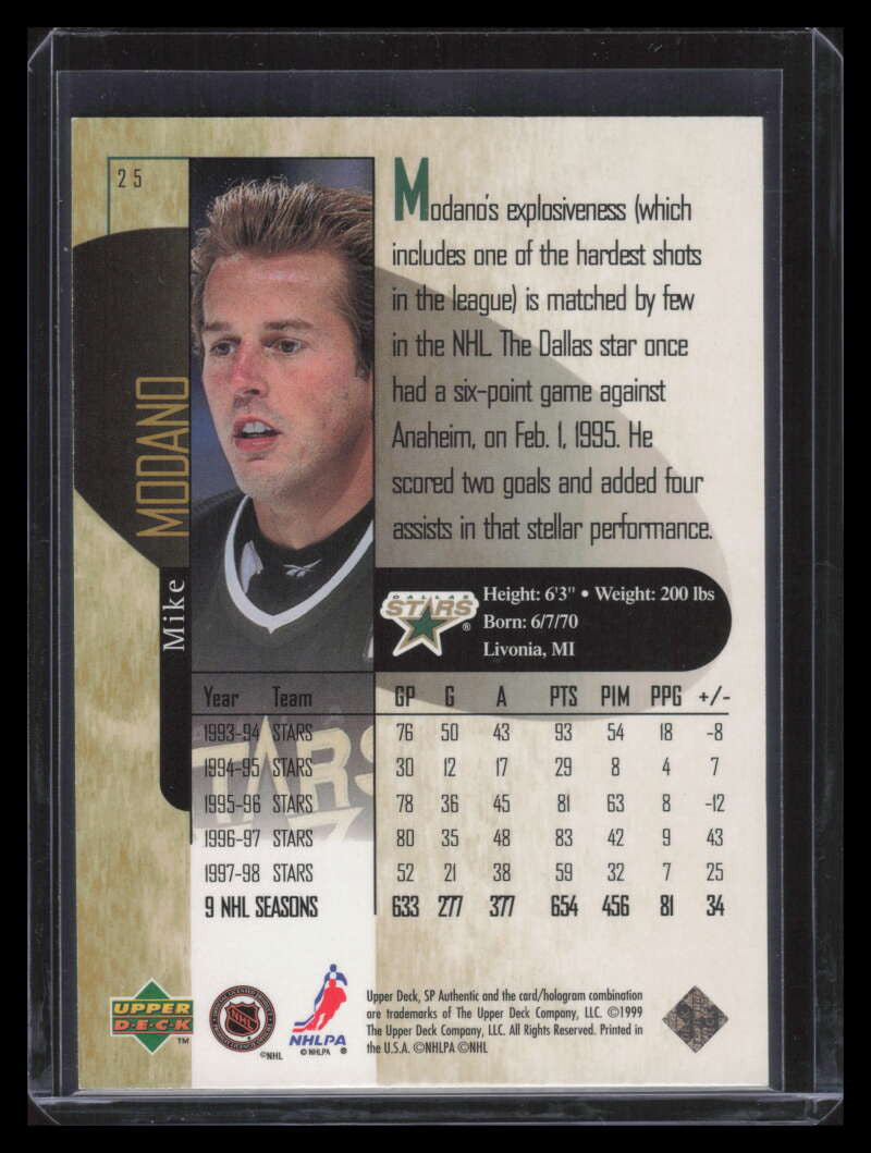 1998-99 SP Authentic Power Shift 25 Mike Modano 123/500