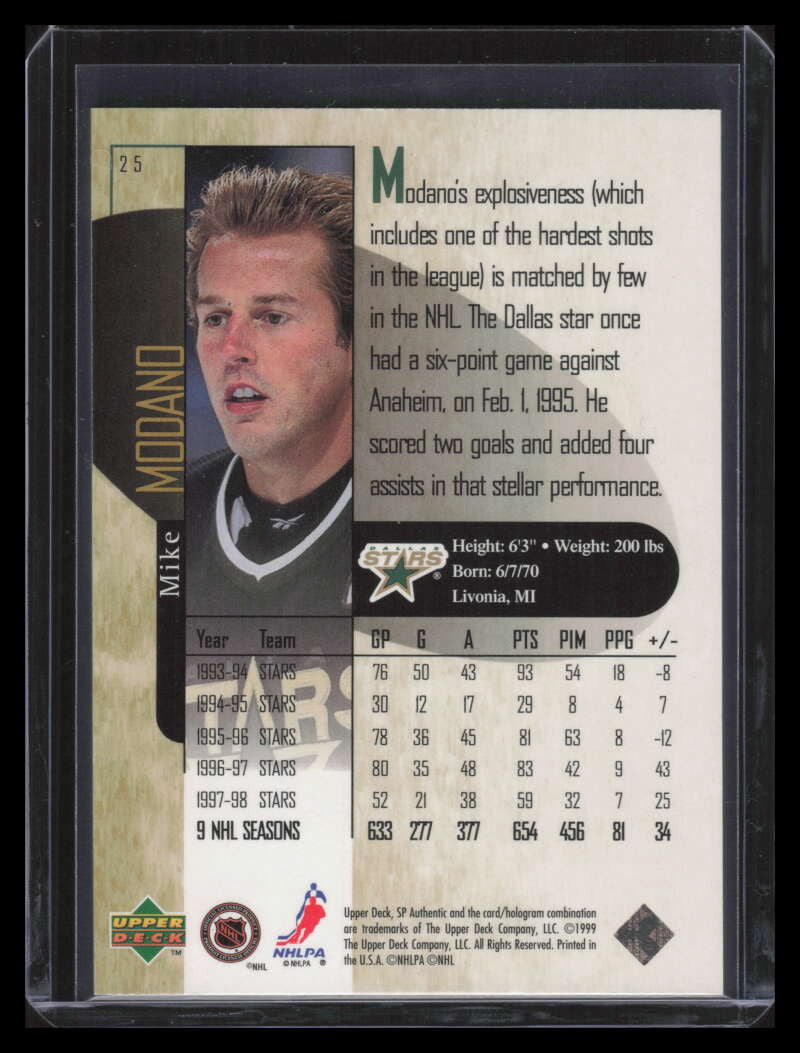 1998-99 SP Authentic Power Shift 25 Mike Modano 343/500