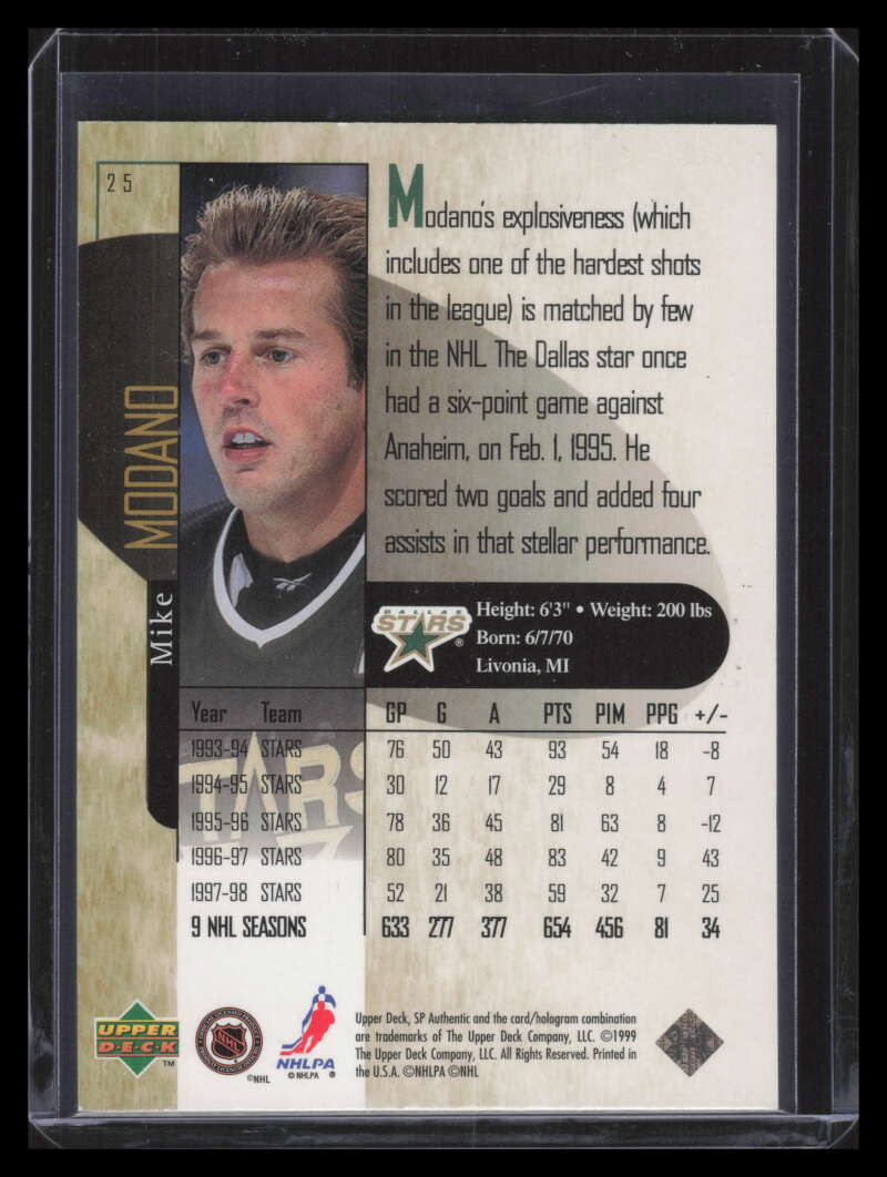 1998-99 SP Authentic Power Shift 25 Mike Modano 407/500