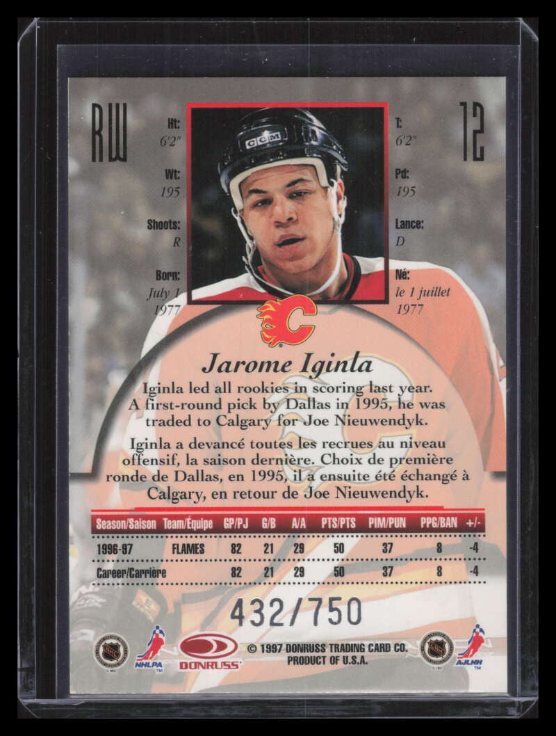 1997-98 Donruss Canadian Ice Provincial Series 12 Jarome Iginla 432/750