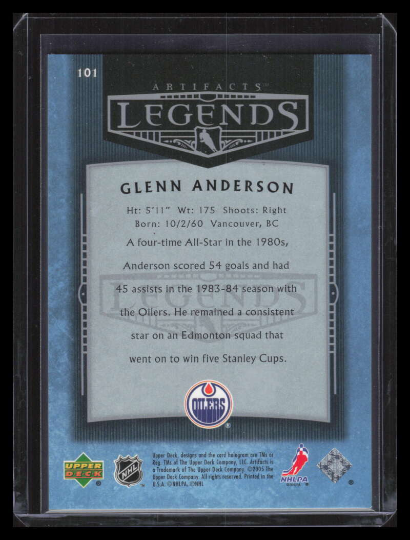 2005-06 Artifacts Red 101 Glenn Anderson 22/50